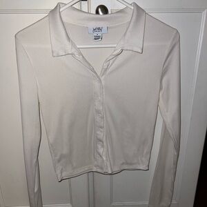 Just Polly White Button Down Cardigan Women Size Small Collared